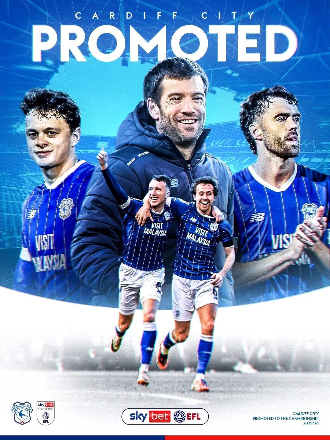 確定升班！🔒加迪夫城喺作客贏雷丁之後，提前兩週篤定升班。佢哋踢少場情況下，領先