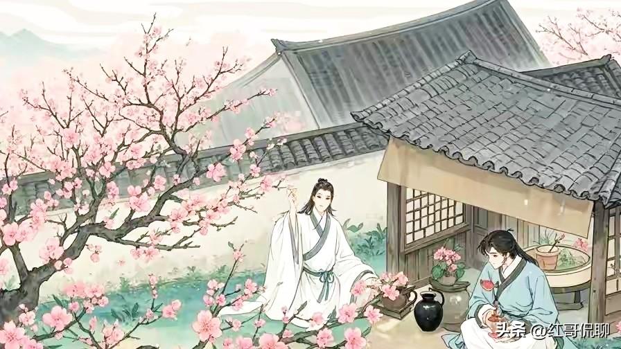 《桃花庵歌》
明唐寅（唐伯虎）
桃花坞里桃花庵，桃花庵里桃花仙。
桃花仙人种桃树