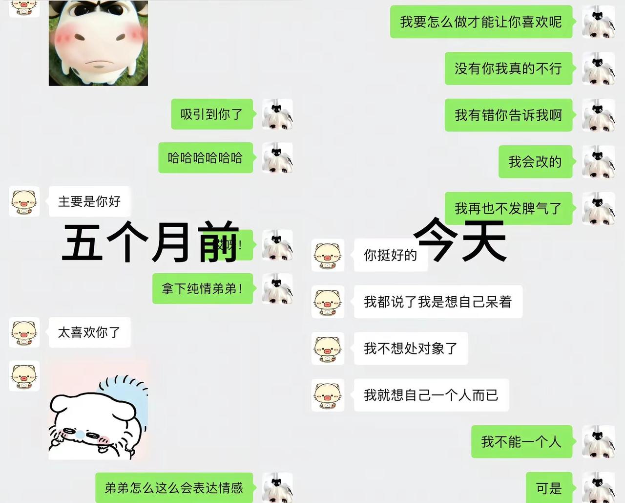 怎么能说不爱就不爱了呢。刚和我在一起的时候想过自己很快就原形毕露了吗 你就这样三
