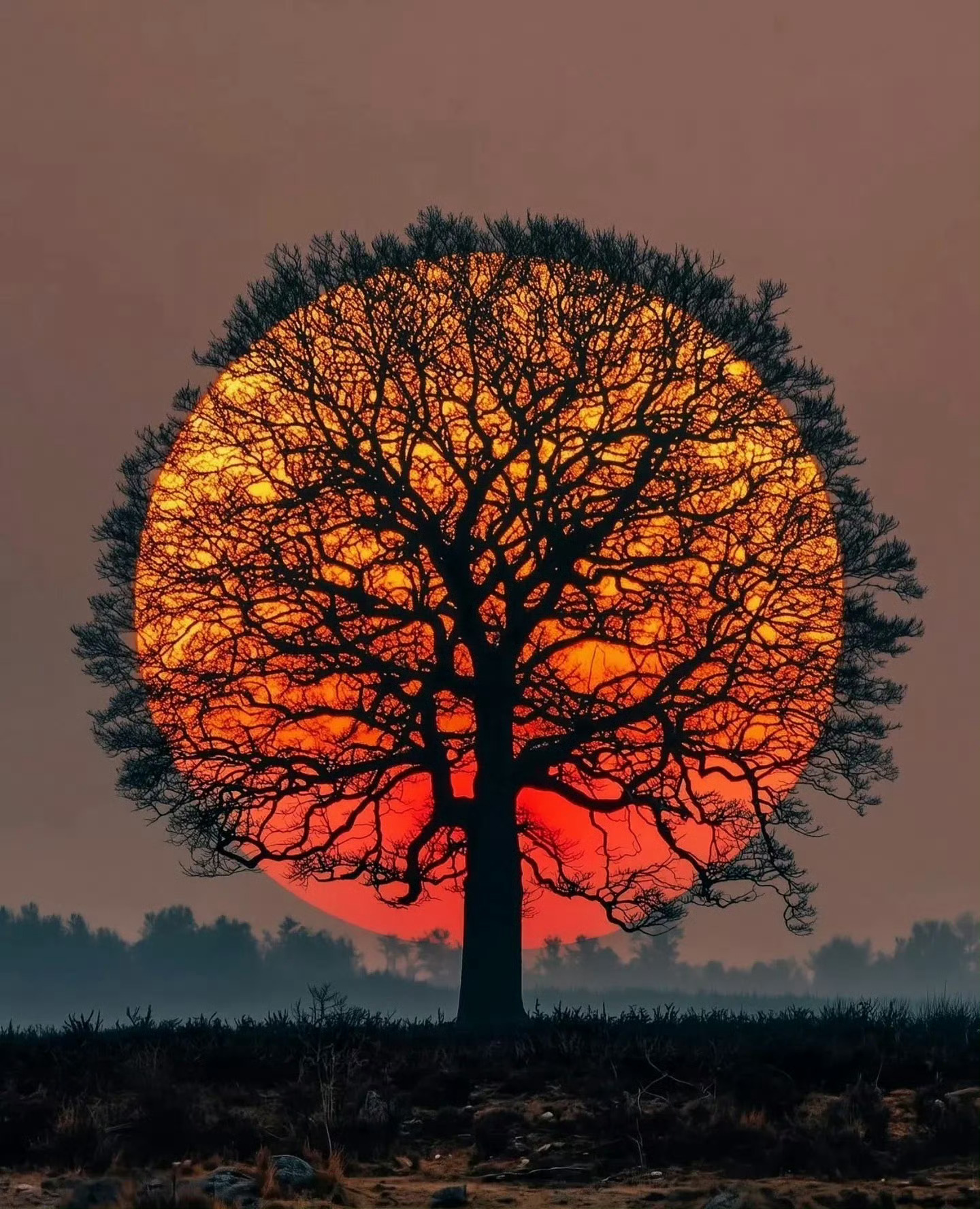 夕阳和树