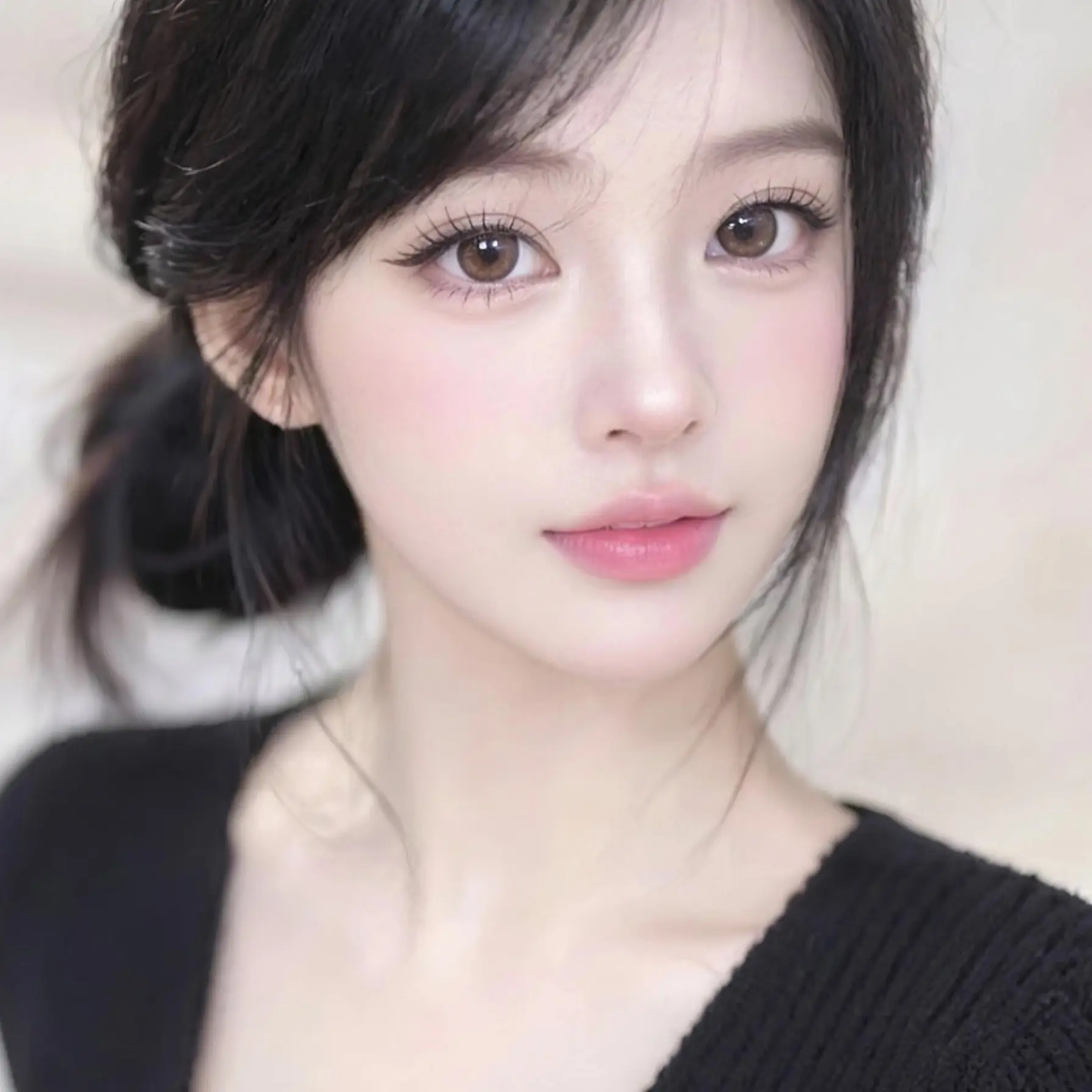 日系柔焦感低丸子头自拍照📸