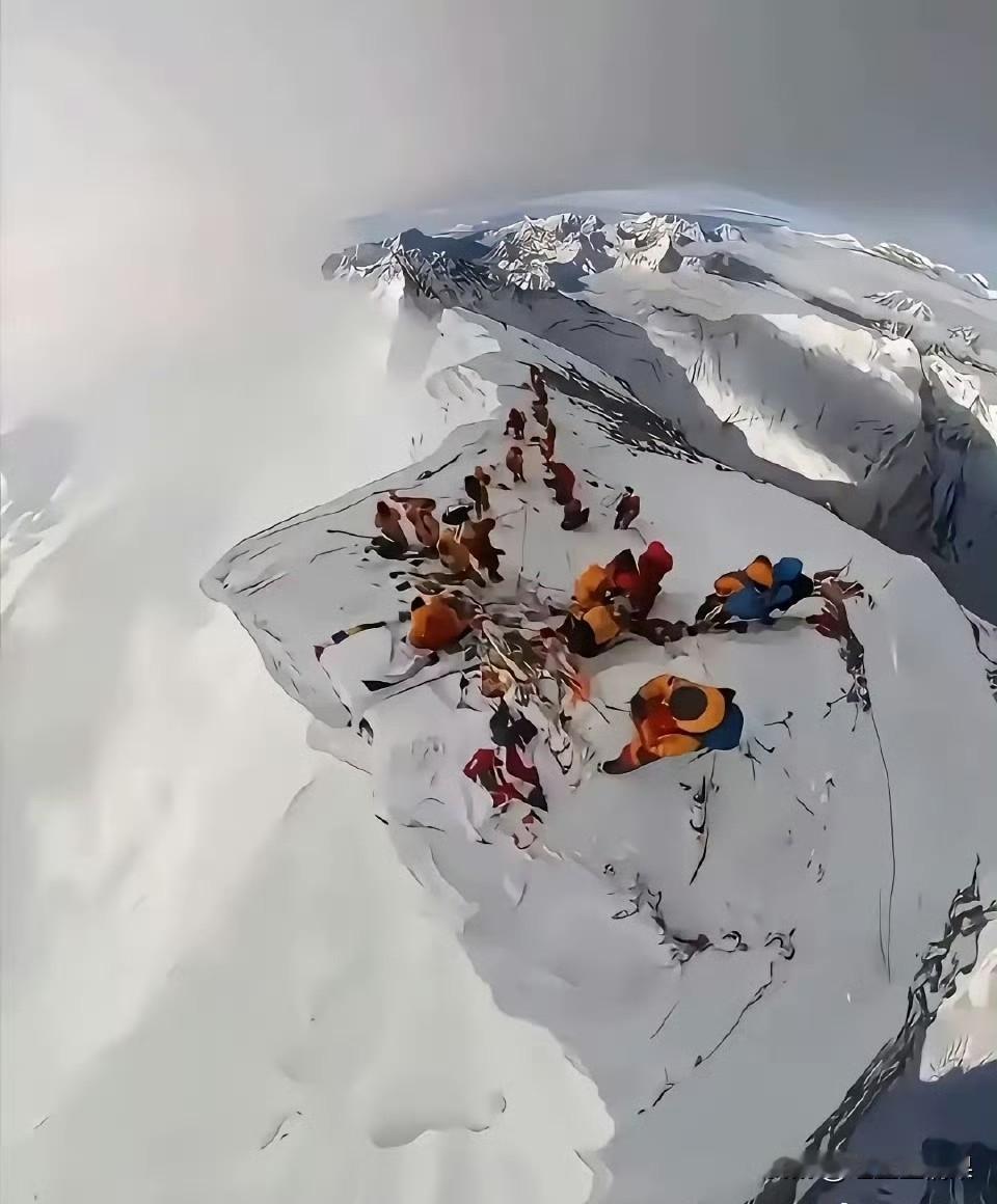 真的搞不懂为什么世界那么多人要攀登珠峰，冒着生命危险，就为了在这个山顶尖尖上拍张