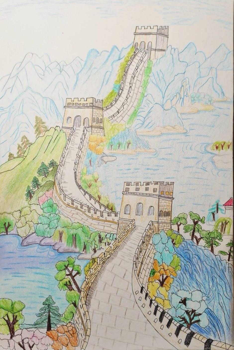 女儿陆续画了十三个小时才完成，她觉得画得不行。可我狠狠的表扬了她，能有这个耐心完
