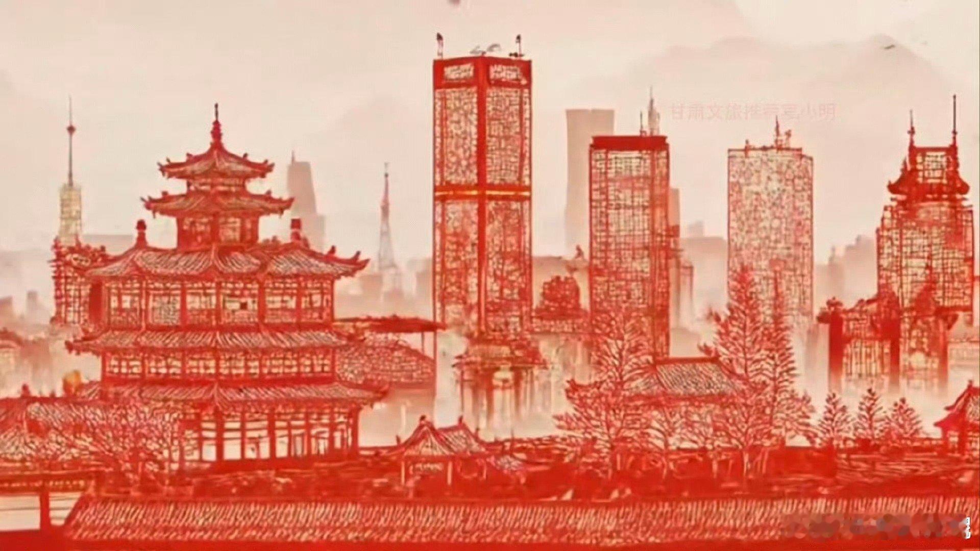 非遗剪纸里的兰州有多美 兰州的许多著名景点都在剪纸中得到了生动的表现。比如五泉山