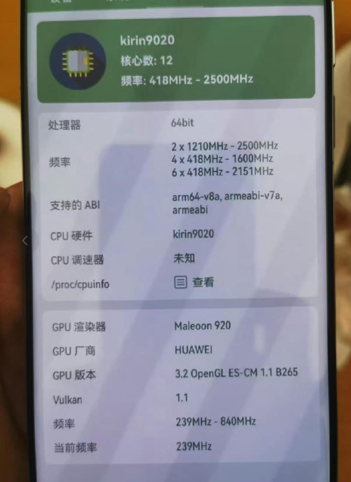 华为Mate70芯片 Mate70 Pro采用麒麟9020处理器，性能接近920