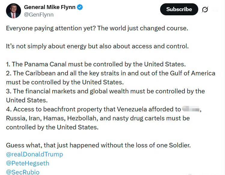 弗林将军：

大家都注意到了吗？世界刚刚改变了航向。

这不仅仅关乎能源，还关乎