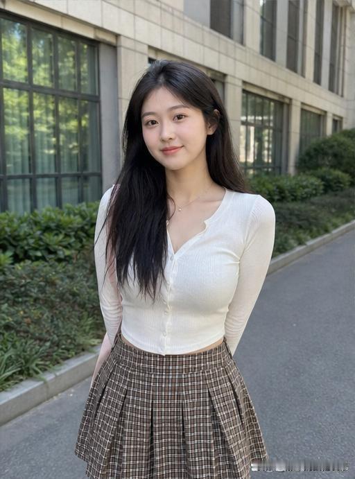 阳光下的青春校园，少女与自然相伴。