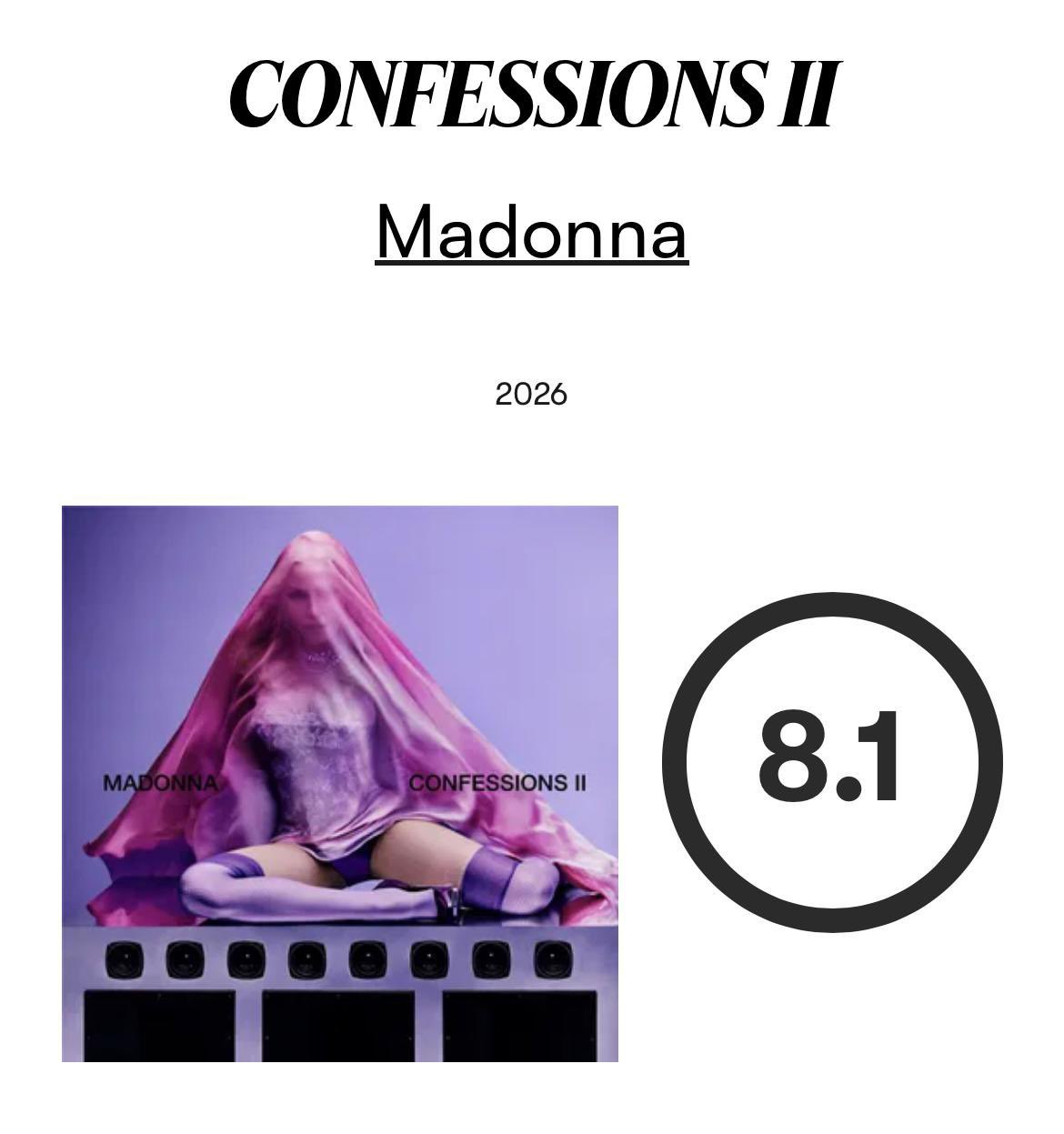 【‼️最新乐评全文】年专我们来了！ 麦当娜的新专辑《CONFESSIONS II