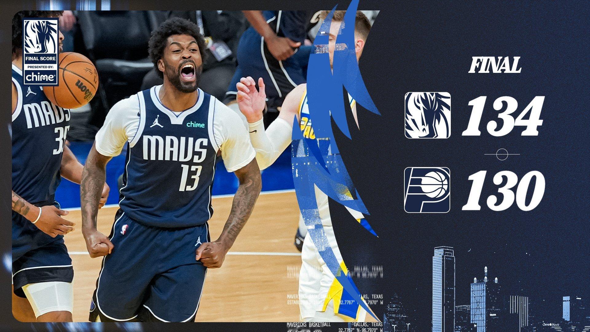 独行侠客场战胜步行者，终结最近的十连败。数据：米德尔顿 25 分 7 篮板 7 