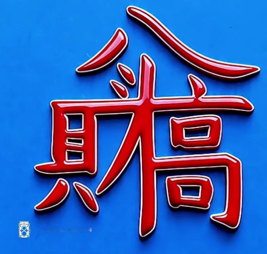 这红色招牌真显眼！这几个字写的很古怪，但是意义很好。读出来让我们都发财。[作揖]
