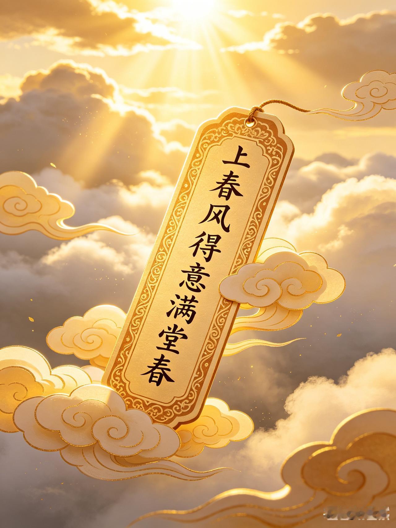 签题 春风得意满堂春
签辞
云开雾散见青天，
百事顺心福连绵，
心宽体健多喜乐，