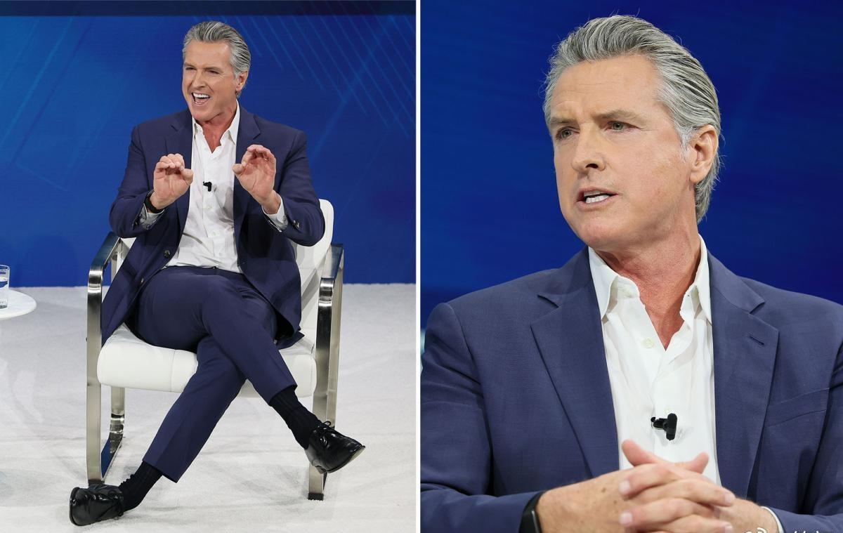 纽约邮报嘲笑了美国加州州长的坐姿，并称其为“压蛋”坐姿！（图一）
加州州长办公室