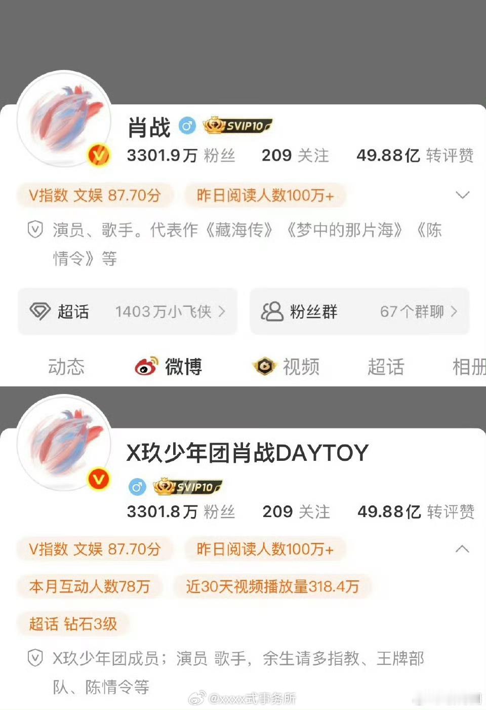 肖战去掉X玖少年团前缀，同时还更改了自己简介里的代表作，历史性时刻X玖少年团成员