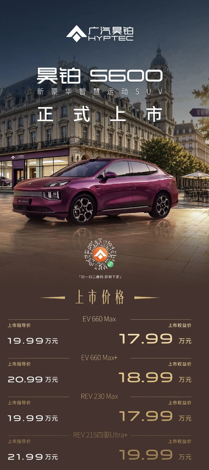 昊铂S600上市权益价17.99万起满配超值 20万级SUV这个市场，有个心照不
