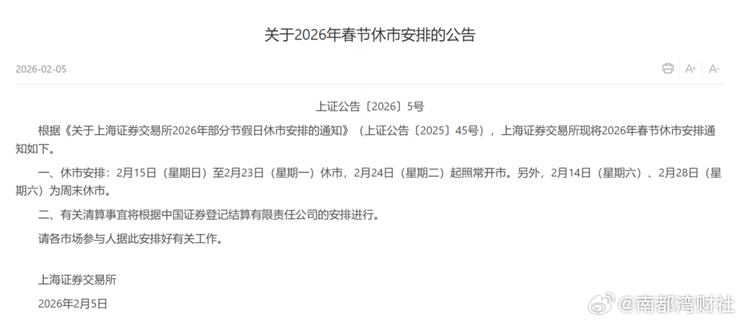 【定了！休市11天！】#三大证券交易所春节休市安排##三大证券交易所将休市11天
