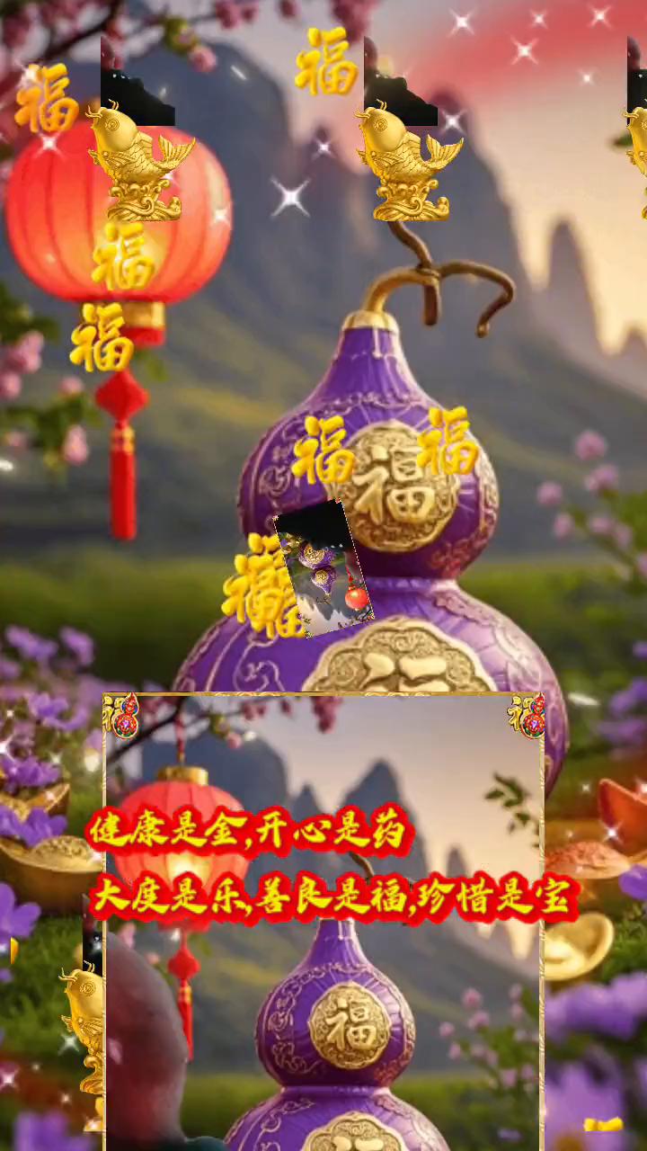 健康是全，开心是药，大度是乐，善良是福，珍惜是宝。