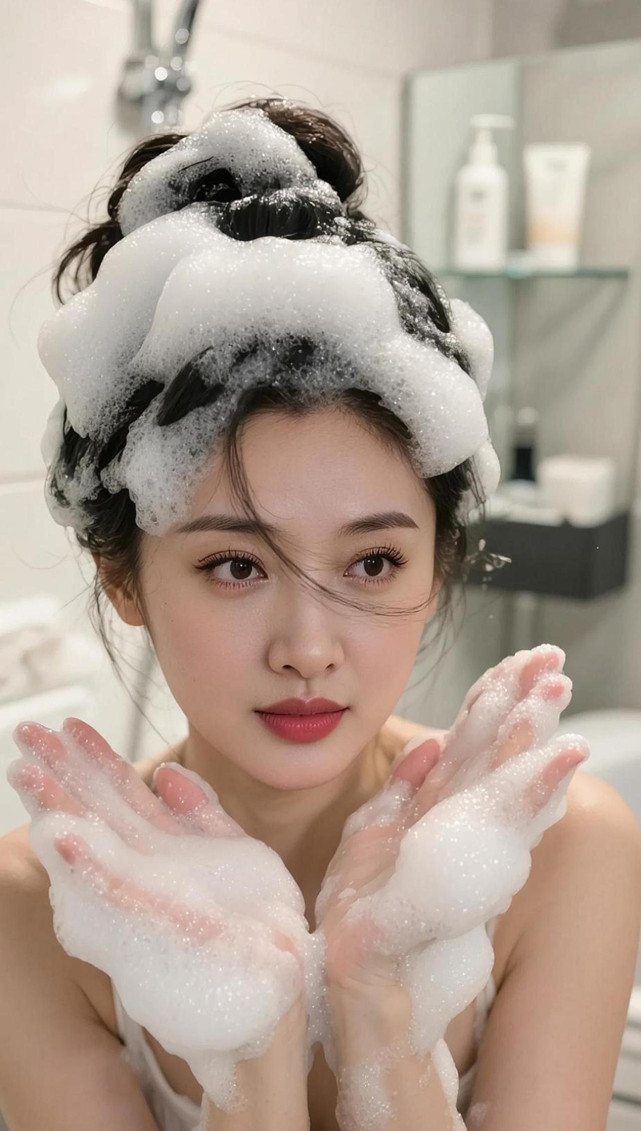 AI浴室泡泡自拍 随变ai随便玩 气质女神 都市丽人 清新风