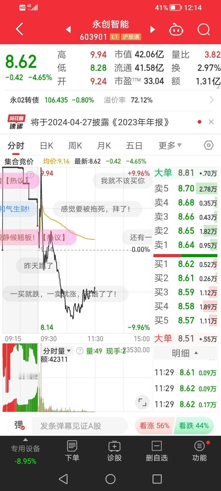 #我来唠家常#情绪极度低迷，新质生产力受到热捧，德新科技与永创智能1进2之争的要