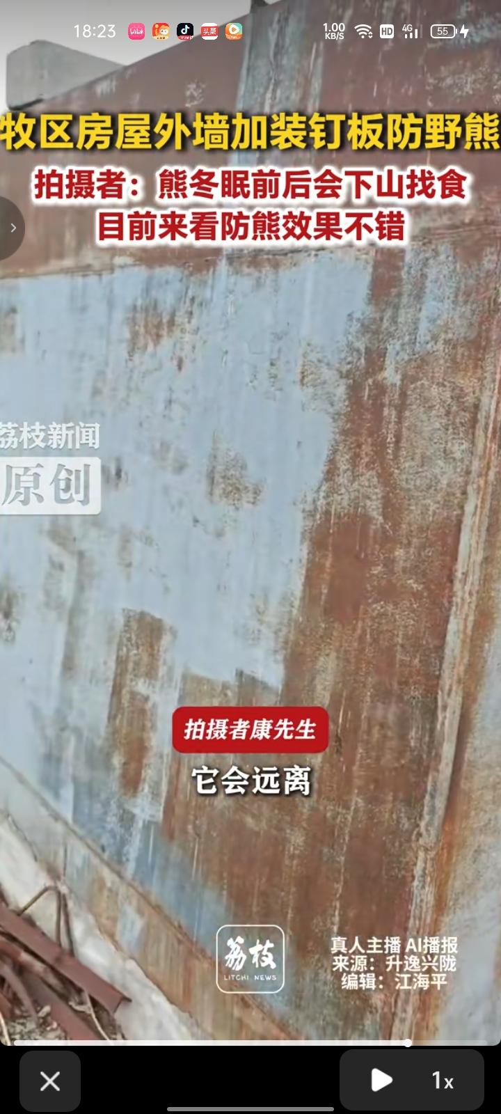10月19日，酒泉市肃北县。网友发视频表示，牧区房屋外加装铁钉防野熊，熊冬眠前后