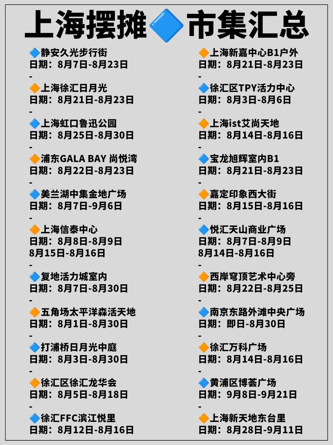 最新更新！上海市集大汇总🔥摆摊必备❗️
