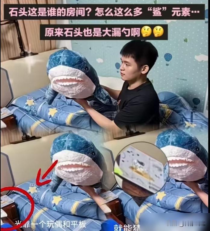 笑不活了！满墙鲨鱼+海蓝暴击，这哪是房间？这是小石头的姐宝认证基地吧？
还猜头