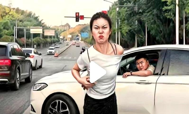 “砰”的一声车门被推开，女人冲下车，直接拿肉身死死堵在后车的保险杠前。她转过头一