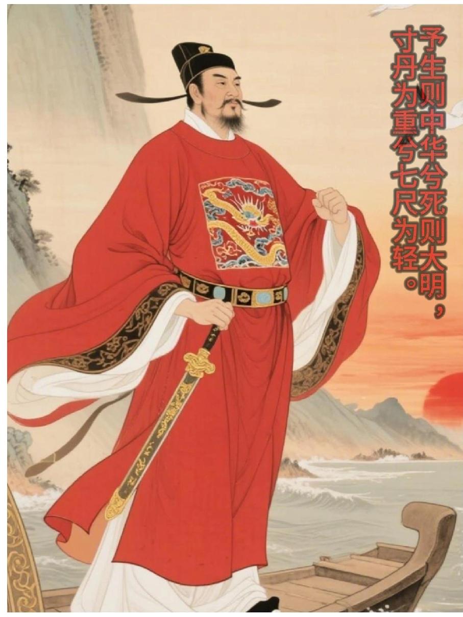 吁嗟乎！

沧海扬尘兮日月盲，

神州陆沈兮陵谷崩！

藐孤军之屹立兮，

呼癸