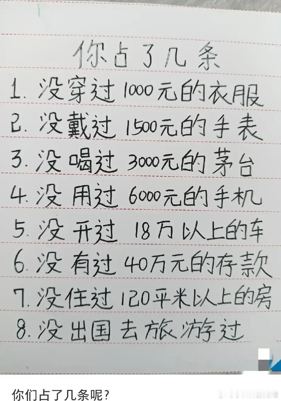 说实话！除了第七条，其它都占全了，你们呢？