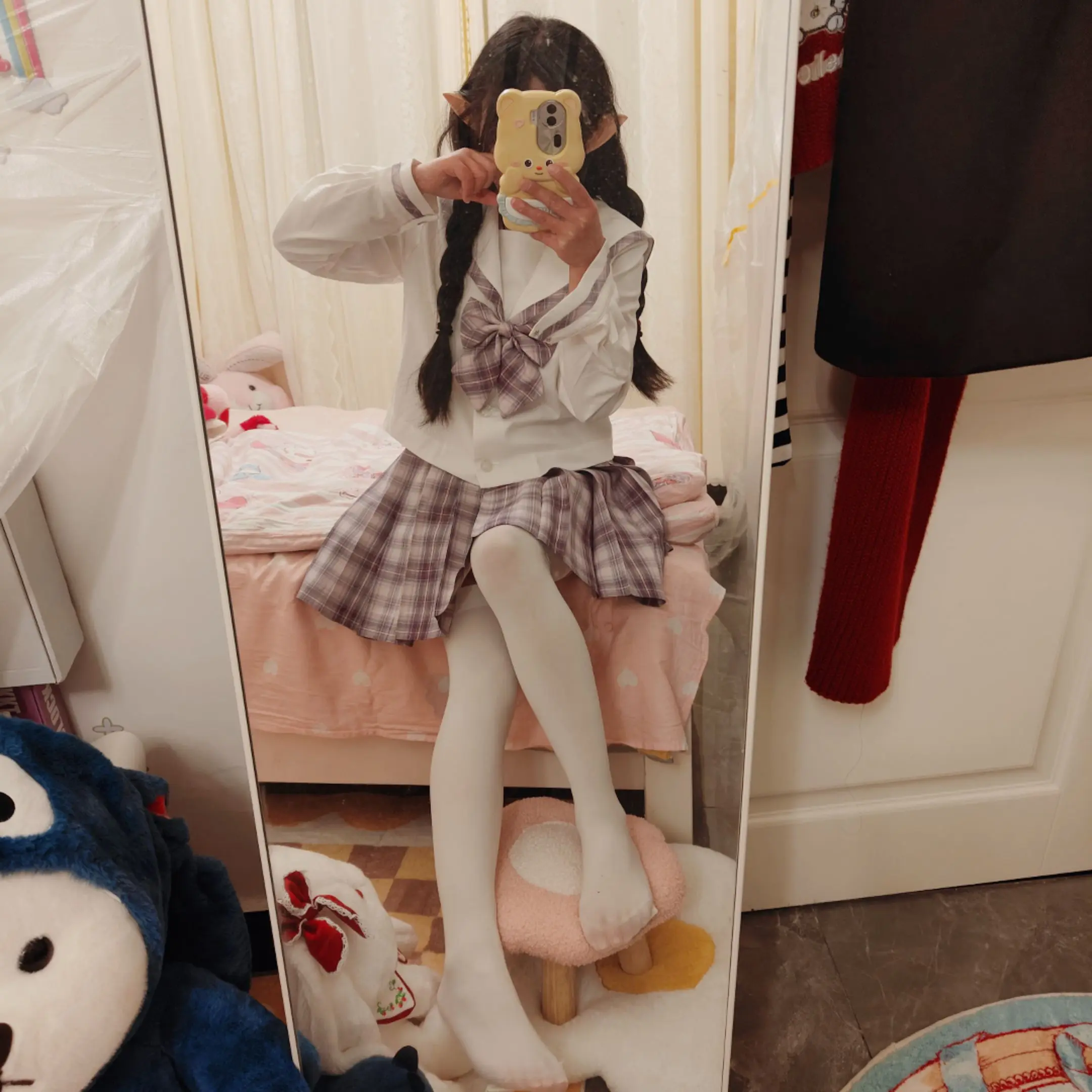 对镜拍 jk制服 甜妹 jk 春天
