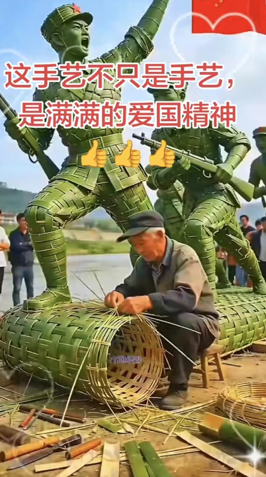 这个老人的这个编竹条手艺不单纯只是一门手艺，而是一个满满爱国的精神

记得小时候