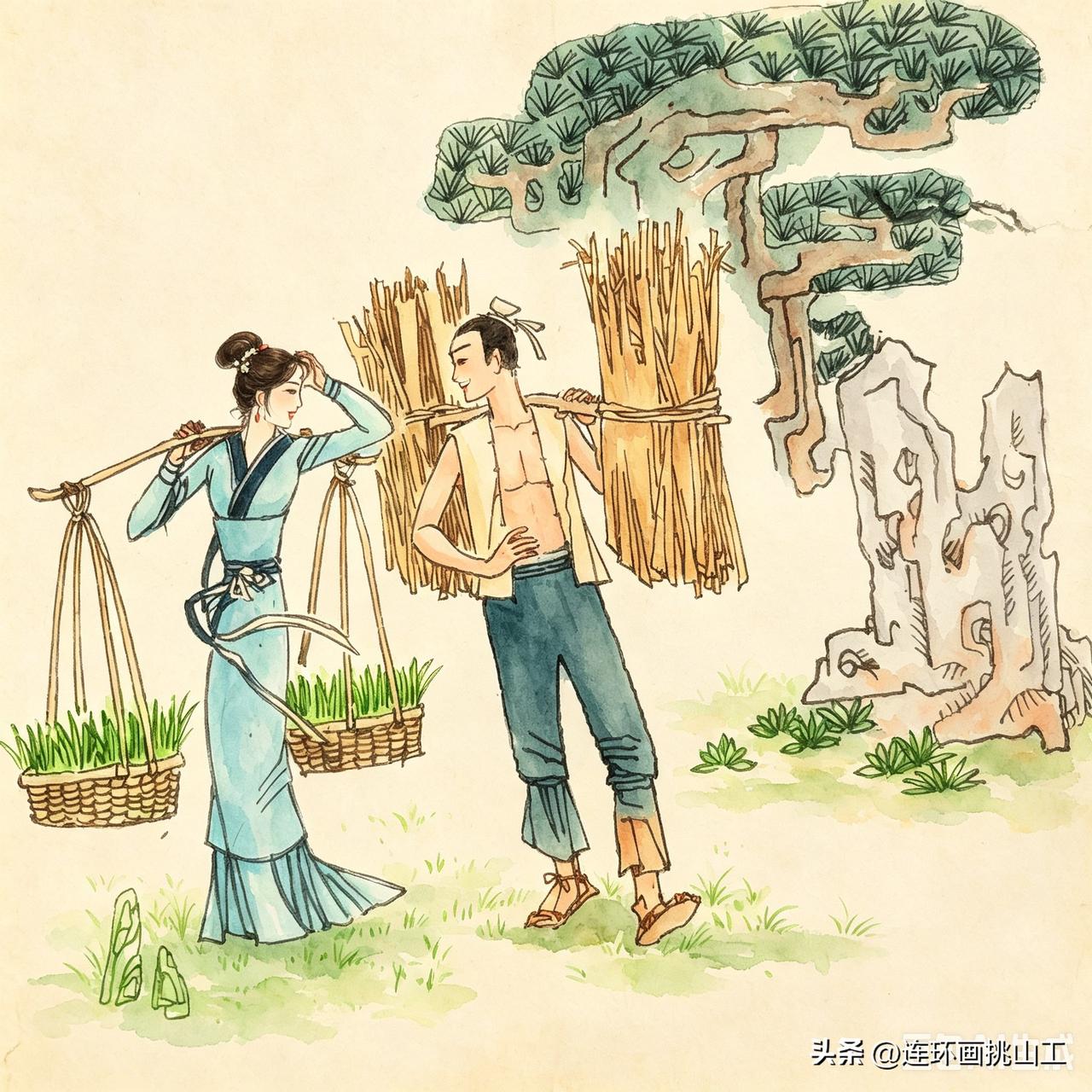 民间对联故事《砍柴郎巧对成“巧对”》：
        浙江慈溪有两个相邻的小山