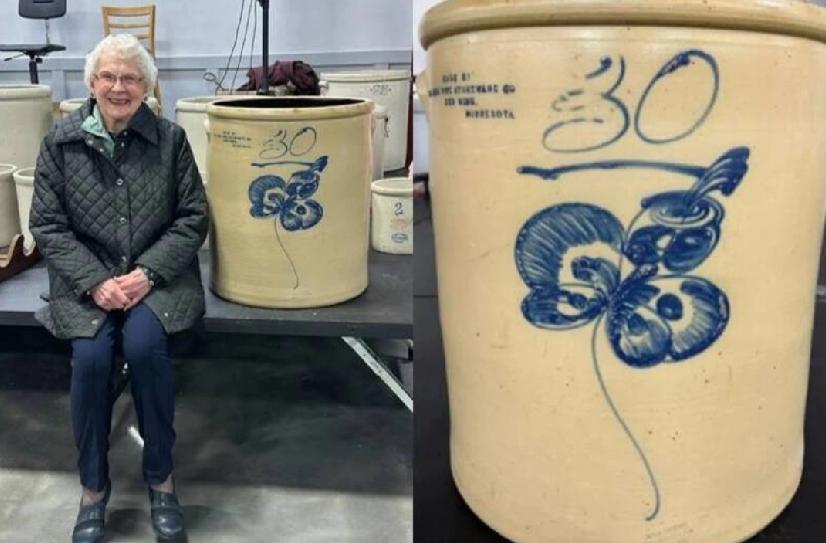 家中舊物隨時變珍品，美國內布拉斯加州一名91歲老婦，40年來一直把一個巨型陶罐堆
