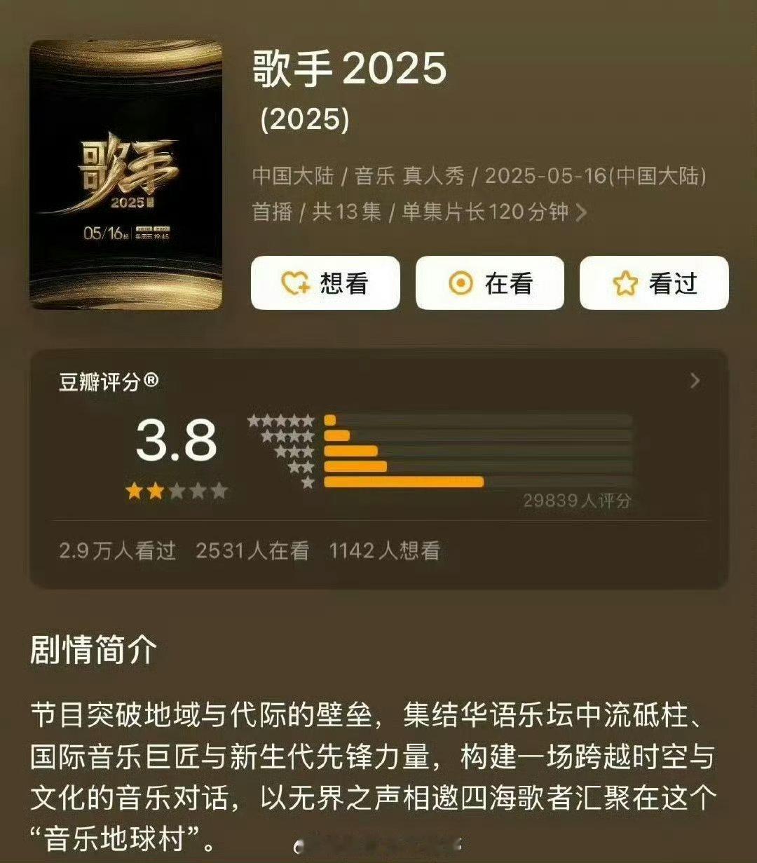 歌手开分了，说实话高了低了？ ​​​3.8分感觉低了 ​​​
