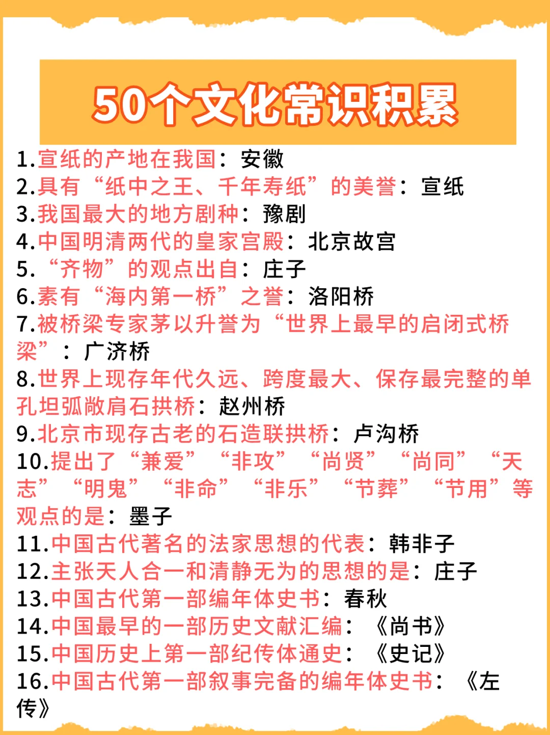 天天就是背常识：50个文化常识速记