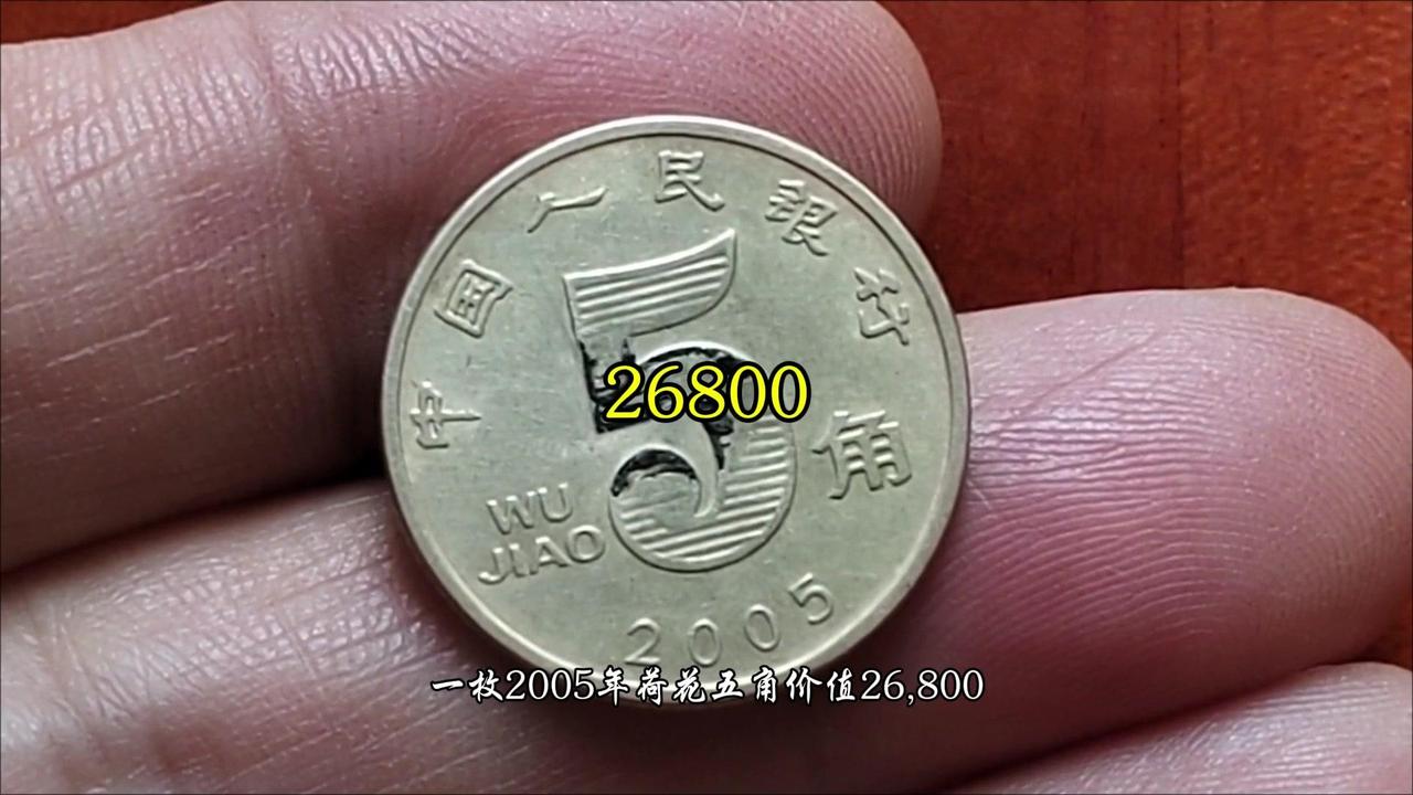 2005年荷花五角价值26800？🎯这样的荷花五角你见过吗？5字内横条纹缺失的