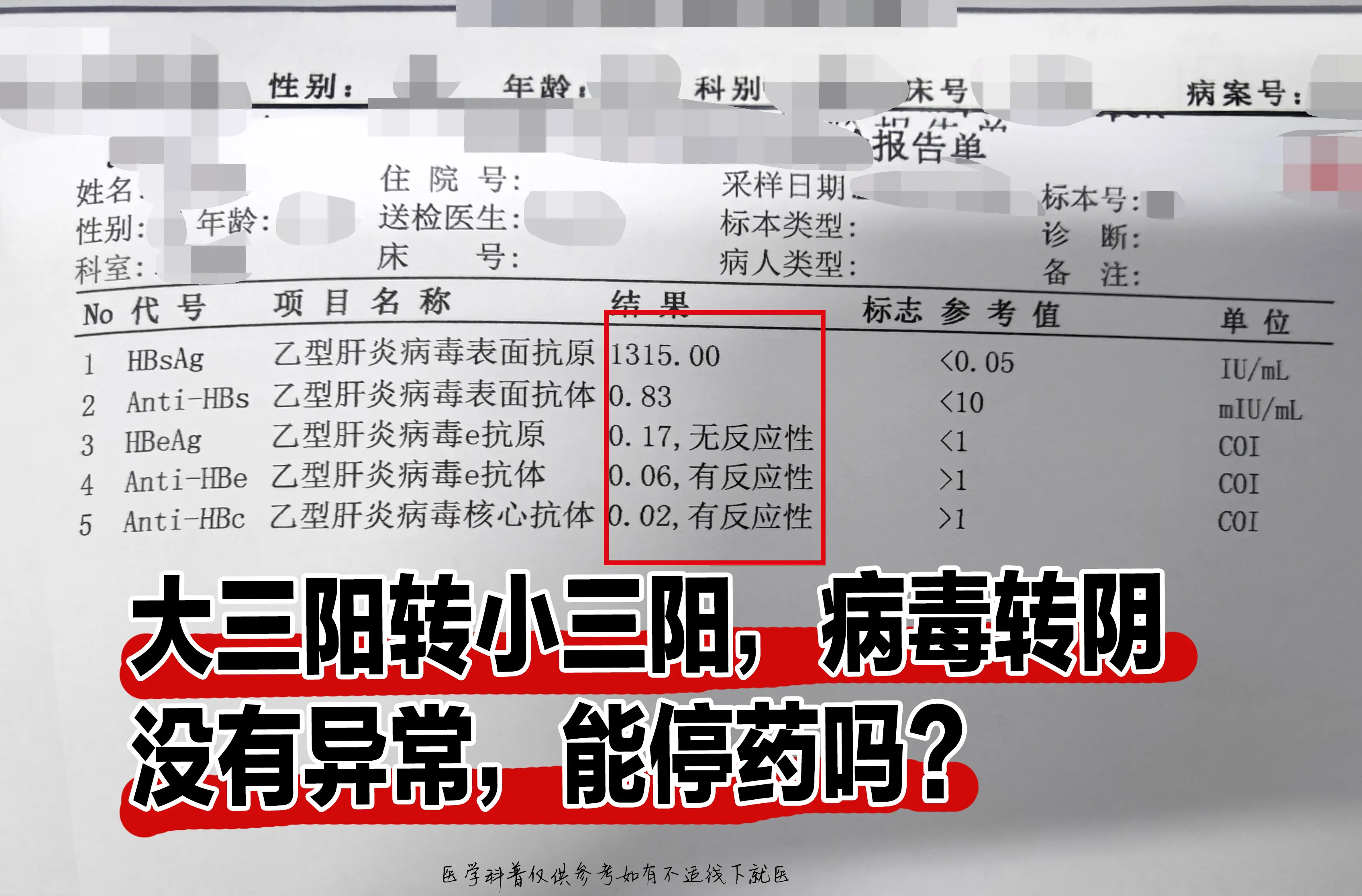 咨询：我今年34岁，大三阳吃了一年恩替卡韦变成小三阳，并且病毒低于高敏...