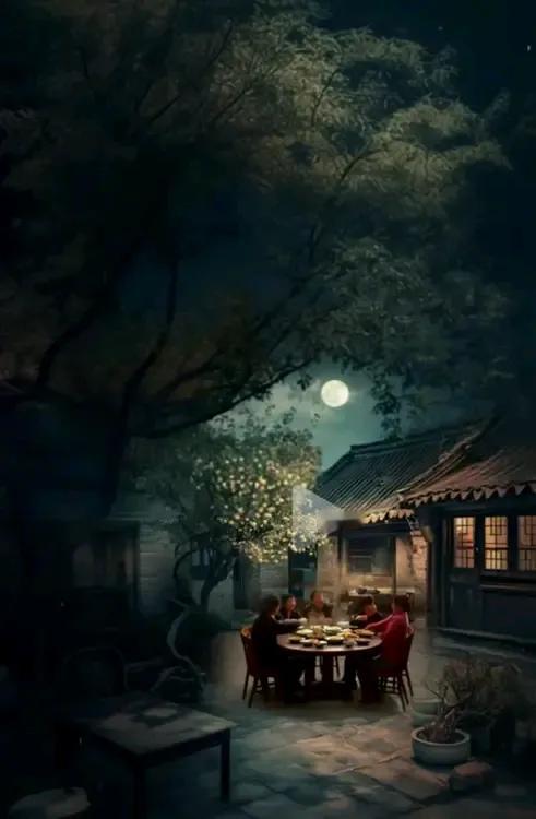 上联：夜月集聚家温馨；
下联：？？？