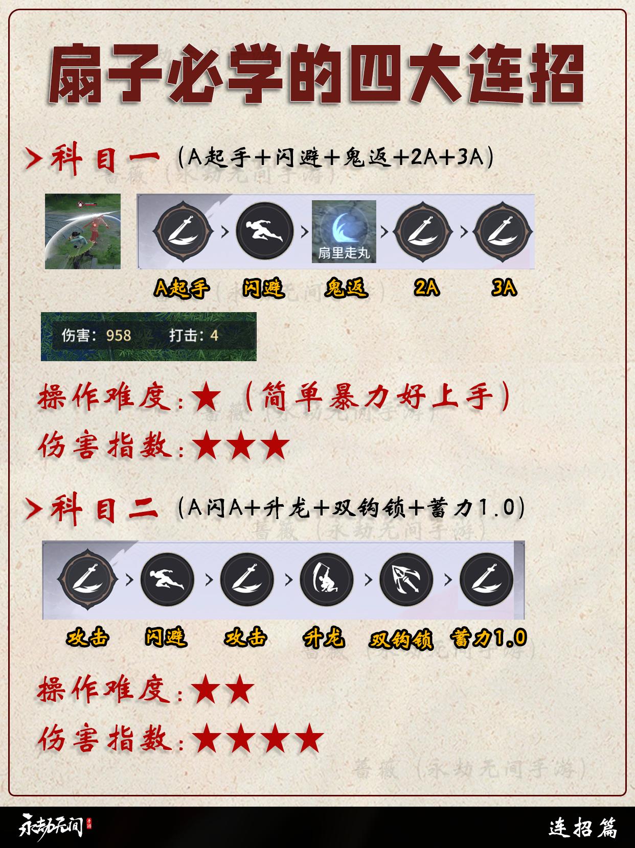 永劫新武器扇子必学的四大连招。