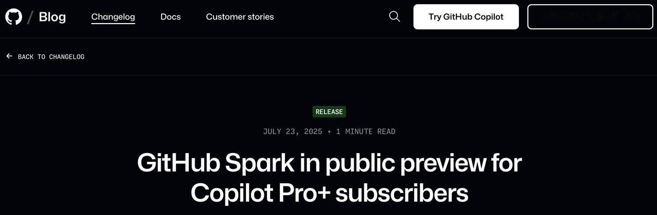 GitHub Spark 公开预览上线：自然语言就能造 App，开发门槛再被拉低