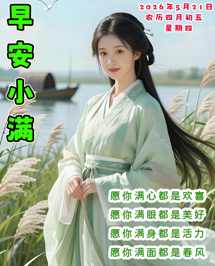 今日小满早安美女祝福美图