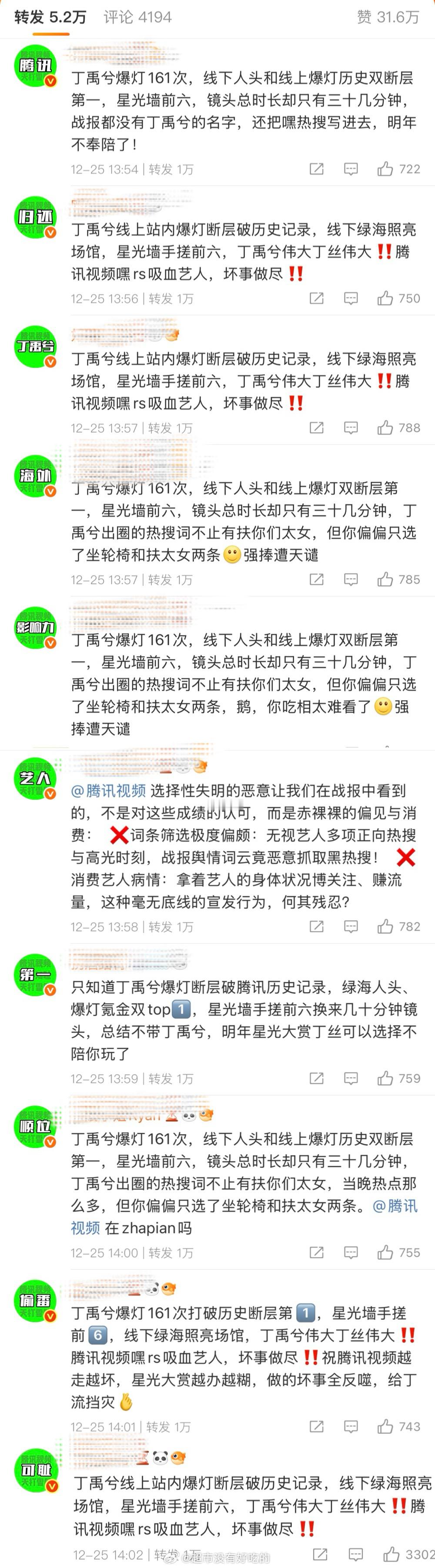 丁禹兮家给🐧星光大赏排字，支持 