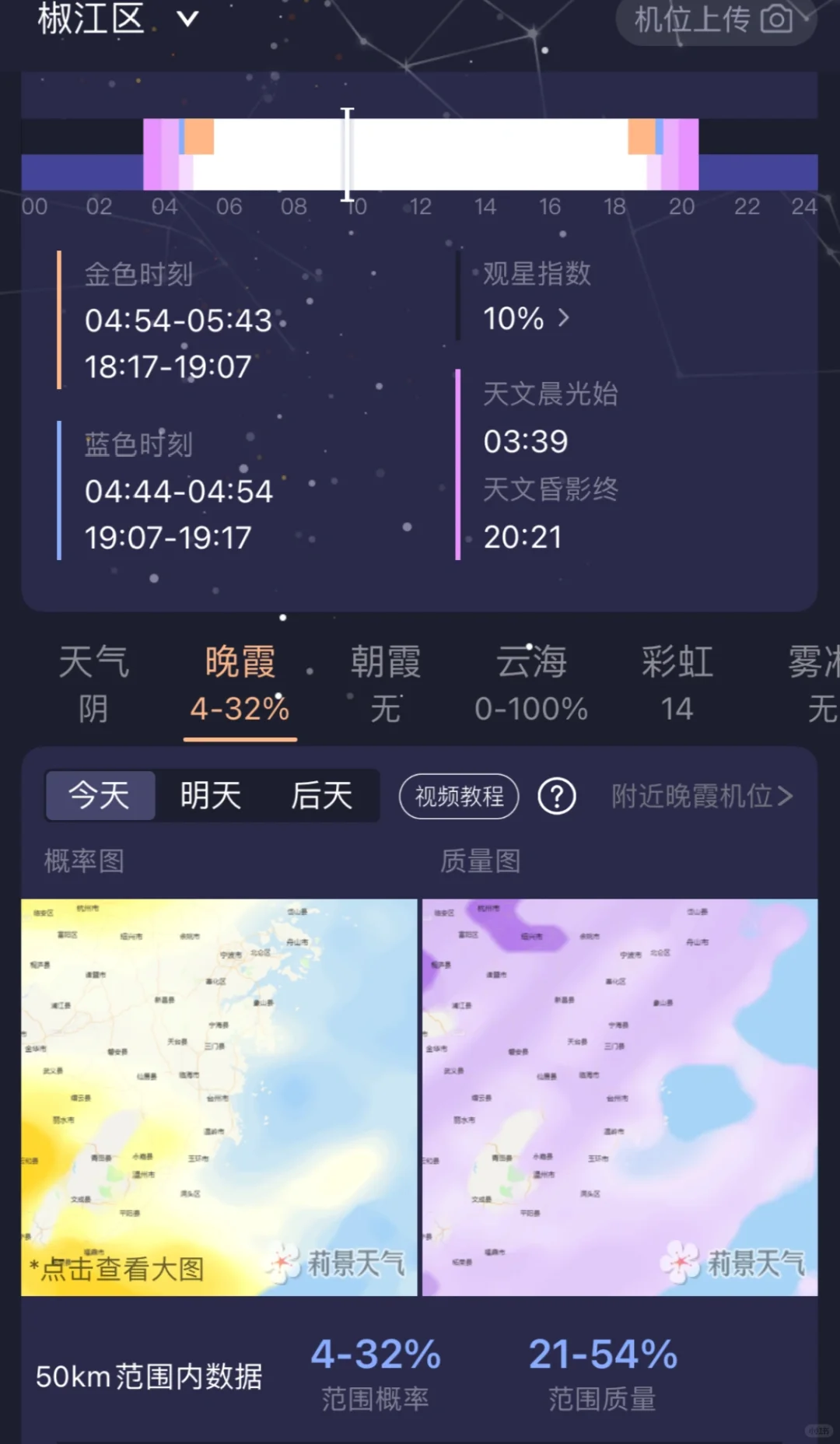 晚霞预测，今天椒江的晚霞不错呦