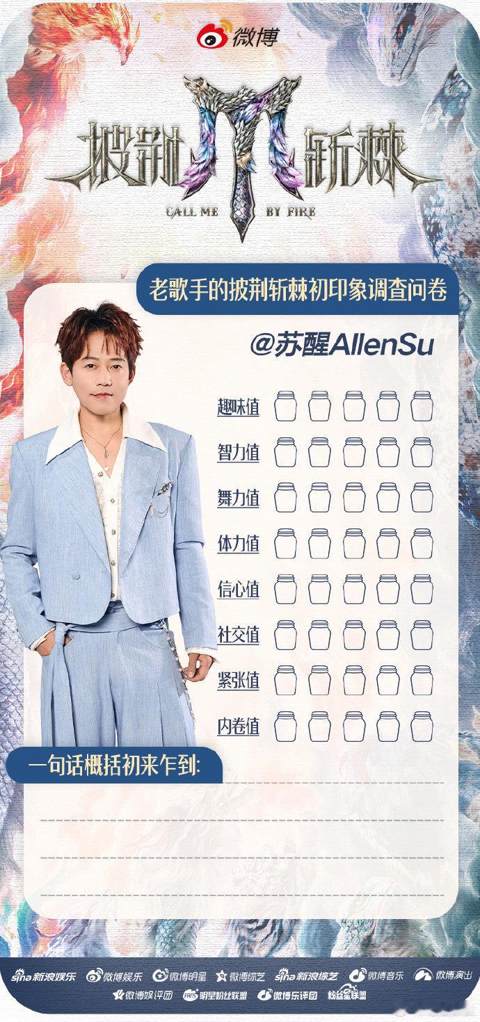 苏醒欢迎来填VS本人自填苏醒披荆斩棘初印象调查问卷苏醒的披荆斩棘初印象问卷，欢迎