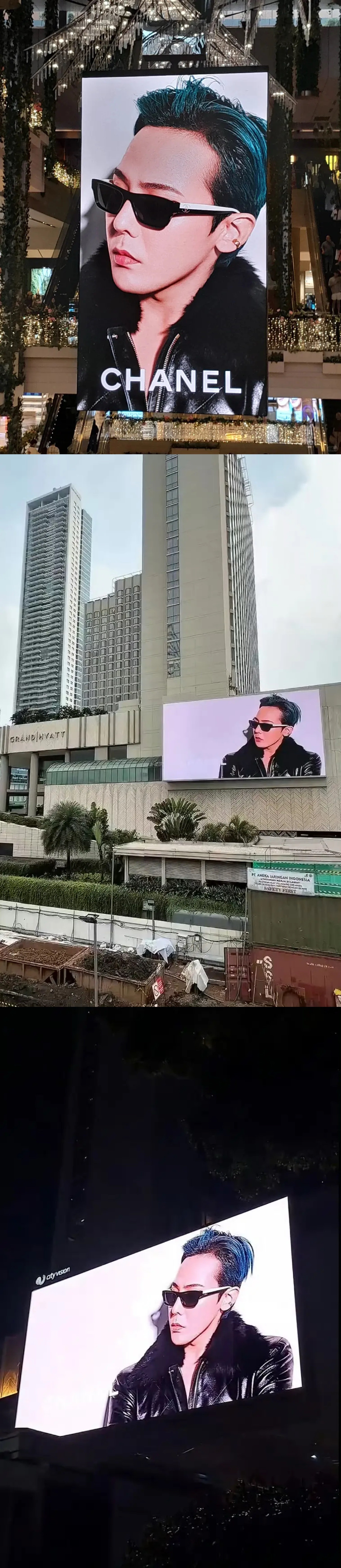 权志龙香奈儿🕶️春夏墨镜全球地广+店广，很权威的一张脸，很多地方都是醒目的地标
