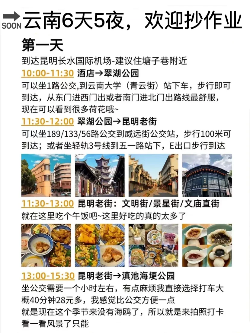 云南6天5夜攻略！放心抄作业