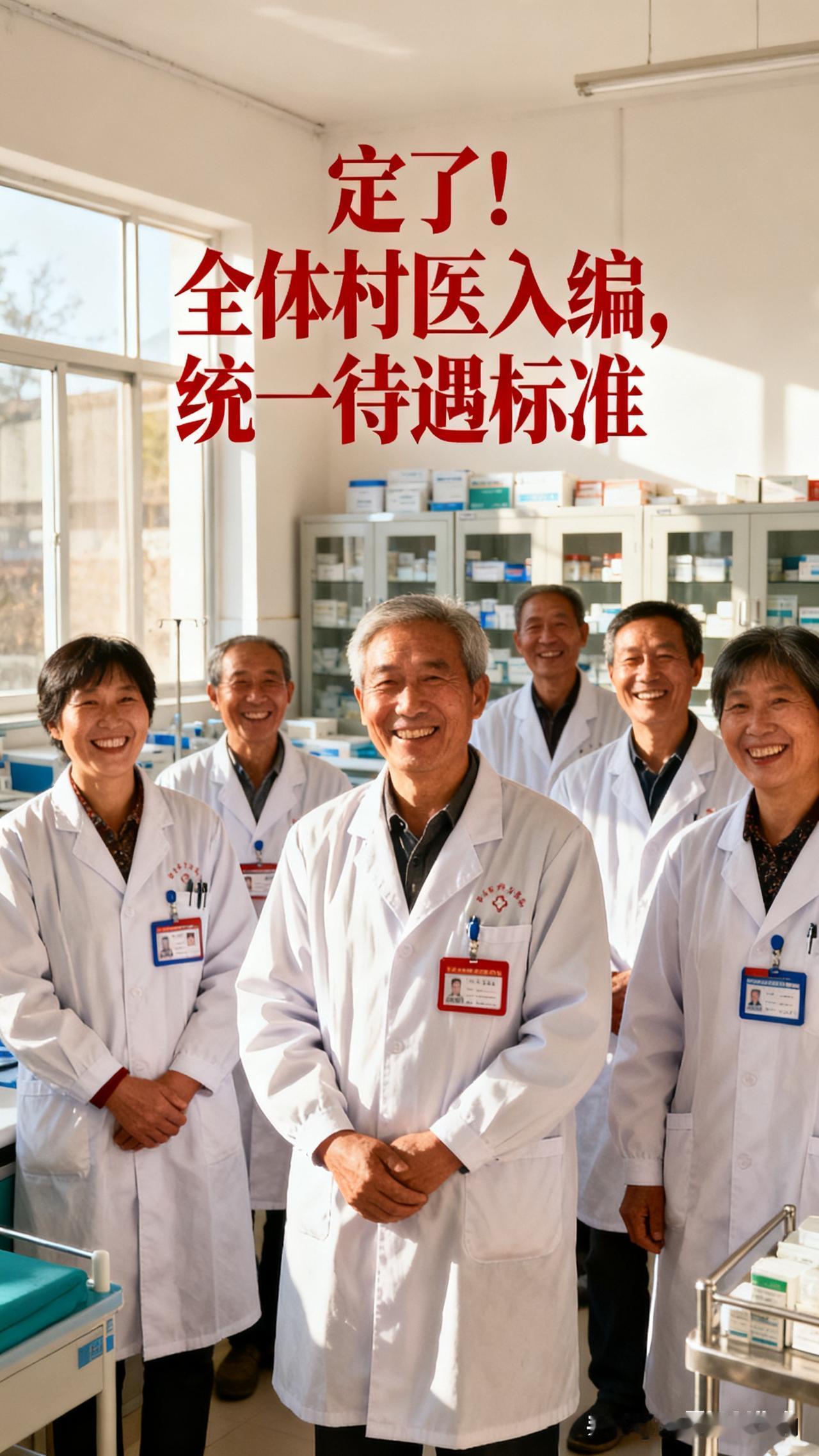 定了！全体村医入编，统一待遇标准
 
当清晨的第一缕阳光落在山乡的土路上，当村卫