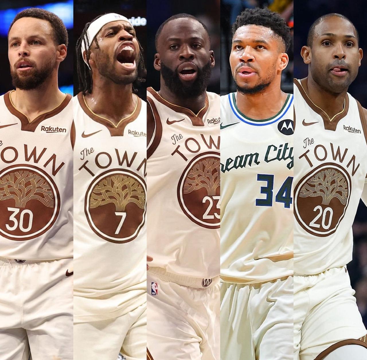 NBA 勇士队如果交易得到扬尼斯·阿德托昆博，预计首发阵容如下：

斯蒂芬·库里