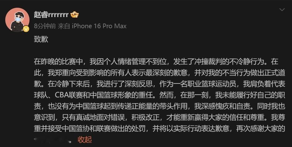 赵睿致歉：我未能履行好自己的职责，尊重并接受处罚北京时间1月2日，在昨天晚上新疆
