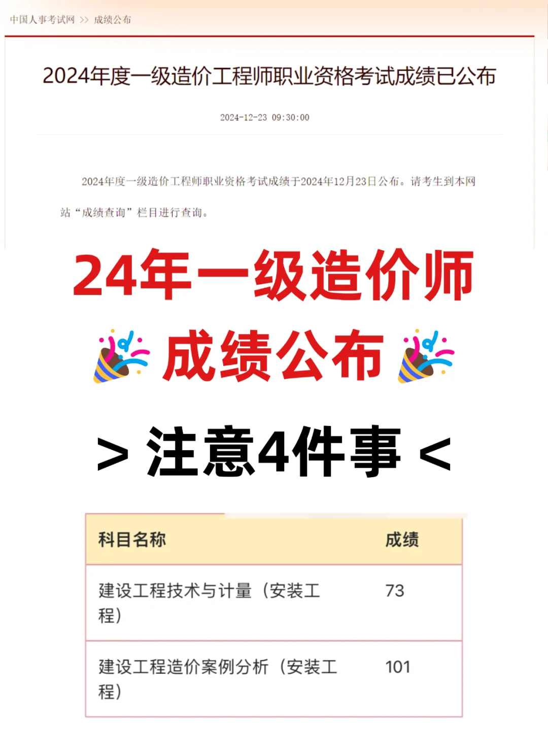 24一级造价师成绩公布💯查分别忘了4件事