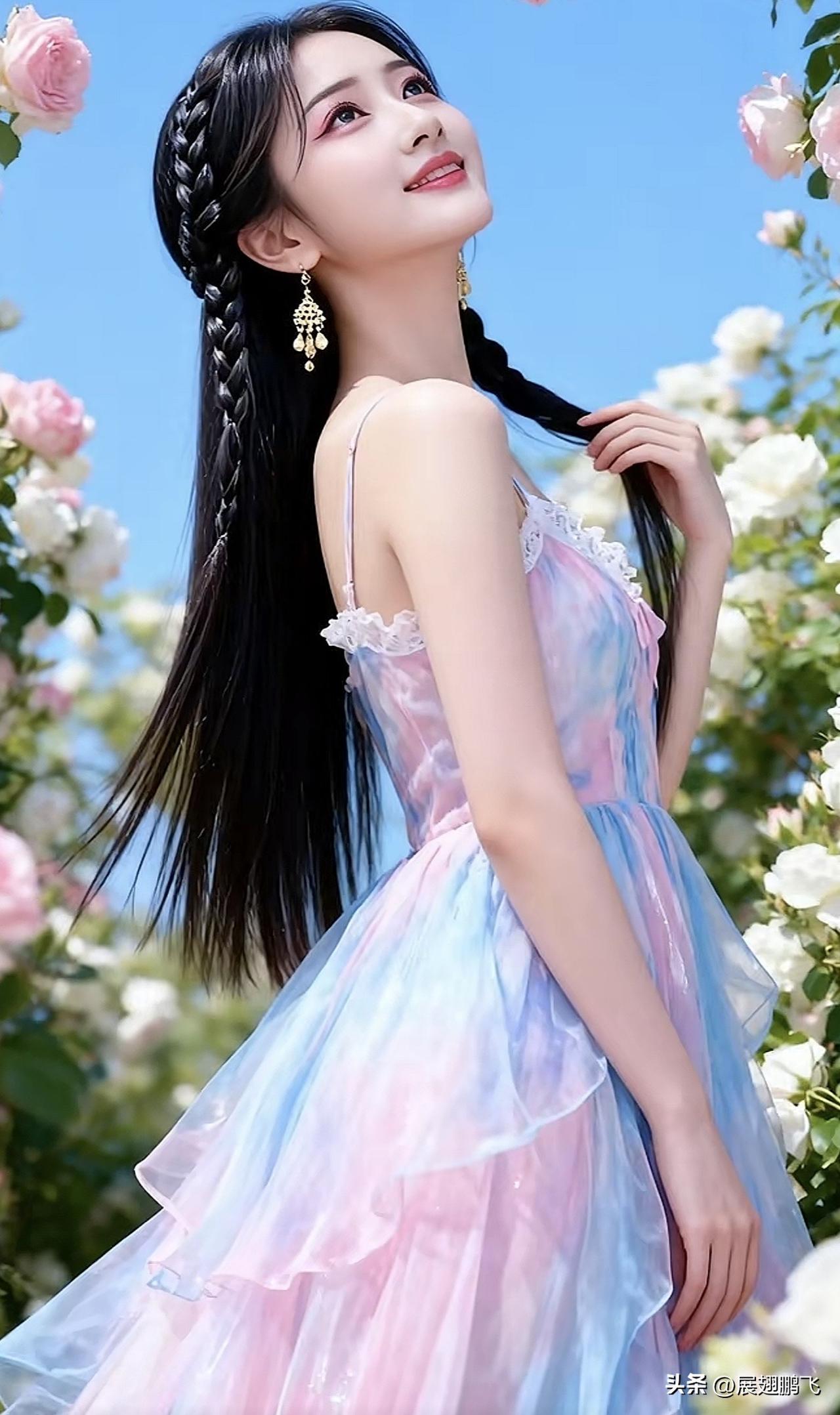 花间少女梦，轻纱舞春风。绿裙花间 花间温柔少女 蝶舞轻纱 花间温柔少女 蝶舞轻纱